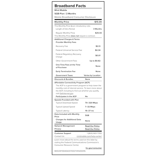 Mint Mobile Phone Plan: 5GB 5G-4G LTE + Talk & Text