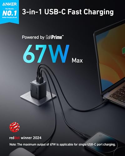 Anker Prime 67W GaN USB C Charger: 3-Port Fast Hub