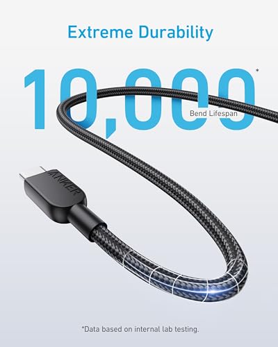 Anker 240W USB C to USB C Cable (2Pack,6ft), USB C Charger Cable Fast Charge for iPhone 15/15Pro/15Plus/15ProMax, MacBook Pro 2020, iPad Pro 2020, iPad Air 4, Samsung Galaxy S23+/S23 Ultra(USB 2.0)