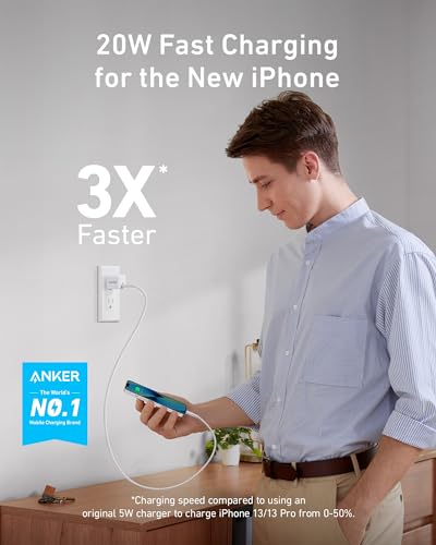 USB C Charger Block 20W, Anker 511 Charger ( Nano ), PIQ 3.0 Durable Compact Fast Charger with 6ft USB C to Lightning Cable (MFi Certified) for 15/15 Plus/15 Pro/15 Pro Max/14/ iPad Pro and More