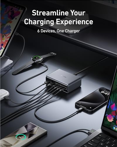 Anker Prime Charger, 200W 6-Port GaN Charging Station, USB-C PD Fast Charging Desktop Charger, Compatible with iPhone, Samsung, MacBook, Dell and More