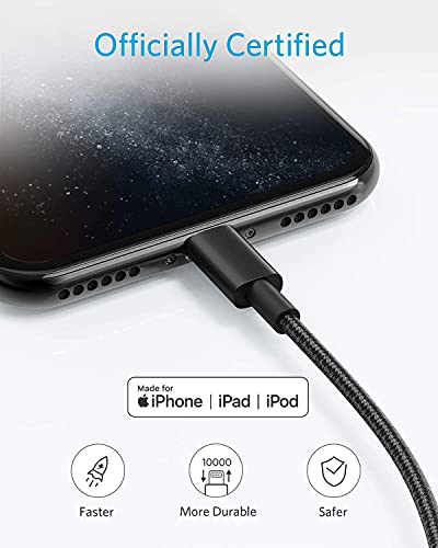 Anker iPhone Charger Cable, (2-Pack) 6ft, Premium Nylon USB-A to Lightning Cable, MFi Certified Cable for iPhone SE/Xs/XS Max/XR/X/8 Plus/7/6 Plus, iPad, and More.