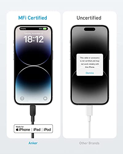 Anker iPhone Fast Charging Cable,2pack-6ft,310 USB-C to Lightning Braided Cable, MFi Certified, Cable for iPhone 14 Plus 14 14 Pro Max 13 13 Pro iPhone 12 (Black, Charger Not Included)