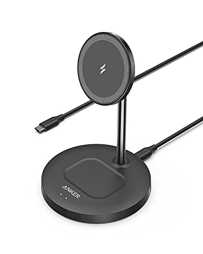 Anker Wireless Charging Stand, PowerWave 2-in-1 Magnetic Stand Lite with USB-C Cable, Compatible with iPhone 15/15 Pro/15 Plus/15 Pro Max/14/13 and AirPods 2/Pro - No AC Adapter Included