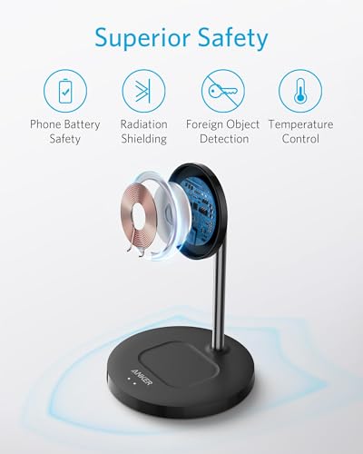 Anker Wireless Charging Stand, PowerWave 2-in-1 Magnetic Stand Lite with USB-C Cable, Compatible with iPhone 15/15 Pro/15 Plus/15 Pro Max/14/13 and AirPods 2/Pro - No AC Adapter Included