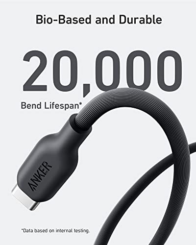 Anker 543 USB C to USB C Cable (140W 6ft), USB 2.0 Bio-Based Charging Cable for MacBook Pro 2020, iPad Pro 2020, iPad Air 4, Samsung Galaxy SamSung Galaxy S23+/S23 Ultra/S22 Ultra (Phantom Black)