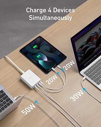Anker USB C 120W, 547 Charger, PowerPort III 4-Port Charging Station for MacBook Pro/Air, iPhone iPhone 15/15 Plus/15 Pro/15 Pro Max/14/13 Series, Galaxy, Pixel 4/3, iPad Series, and More Devices