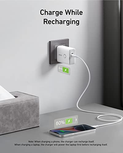 Anker 521 Power Bank, 45W Wall Charger with 5,000mAh 20W Portable Charger, Dual-Port USB-C for iPhone 15 Series, iPhone 14/13 Series, iPad Pro, AirPods, Apple Watch, Samsung Galaxy and More