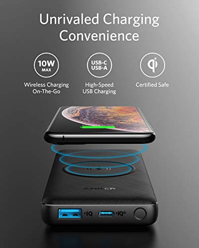ANKER PowerCore III 10,000 mAh Wireless Portable Charger with Qi-Certified 10W Wireless Charging and 18W USB-C Quick Charge for iPhone 14/14 Plus/14 Pro/14 Pro Max, iPad, AirPods, and More