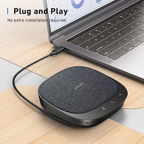 Anker PowerConf S330 USB Speakerphone, Conference Microphone for Home Office, Smart Voice Enhancement, Plug and Play, 360° Voice Coverage, Powerful Sound, Desktop PC Speaker, Online Meetings