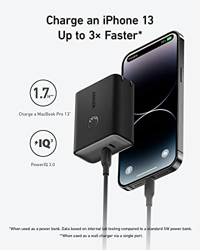 Anker 521 Power Bank, 45W Wall Charger with 5,000mAh 20W Portable Charger, Dual-Port USB-C for iPhone 15 Series, iPhone 14/13 Series, iPad Pro, AirPods, Apple Watch, Samsung Galaxy and More