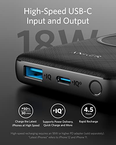 ANKER PowerCore III 10,000 mAh Wireless Portable Charger with Qi-Certified 10W Wireless Charging and 18W USB-C Quick Charge for iPhone 14/14 Plus/14 Pro/14 Pro Max, iPad, AirPods, and More