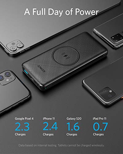 ANKER PowerCore III 10,000 mAh Wireless Portable Charger with Qi-Certified 10W Wireless Charging and 18W USB-C Quick Charge for iPhone 14/14 Plus/14 Pro/14 Pro Max, iPad, AirPods, and More