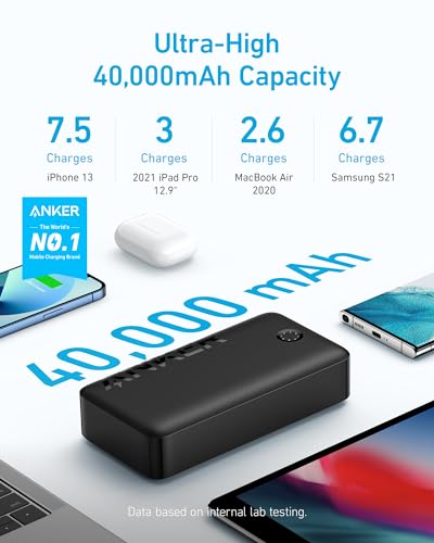 Anker Portable Charger, Power Bank, 40,000mAh 30W Battery Pack with USB-C High-Speed Charging, for MacBook, iPhone iPhone 15/15 Plus/15 Pro/15 Pro Max, iPhone14/13/12 Series, Samsung Galaxy, iPad