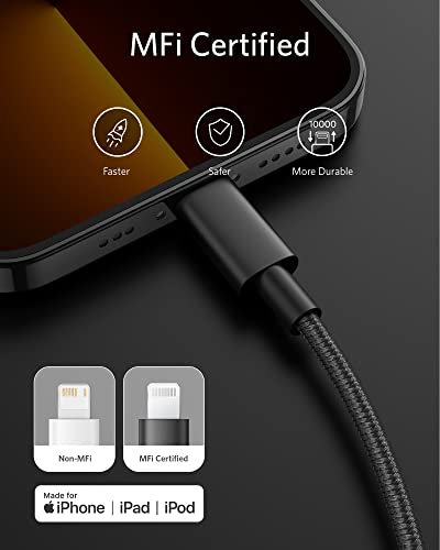 USB C to Lightning Cable, Anker New Nylon Charging Cord [10ft MFi Certified] for iPhone 13 13 Pro 12 Pro Max 12 11 X XS XR 8 Plus, AirPods Pro, Supports Power Delivery (Black)