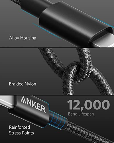 USB C to Lightning Cable, Anker New Nylon Charging Cord [10ft MFi Certified] for iPhone 13 13 Pro 12 Pro Max 12 11 X XS XR 8 Plus, AirPods Pro, Supports Power Delivery (Black)