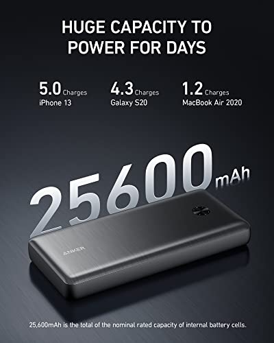 Anker Power Bank, 25,600mAh Portable Charger 87W Bundle with 65W USB-C Wall Charger, Works for MacBook Pro, Dell XPS, Microsoft, Pixelbook, iPhone 13 series, Samsung, iPad Pro, and More