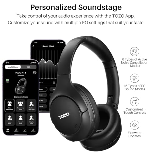 TOZO HT2 Hybrid ANC Wireless Over Ear Headphones