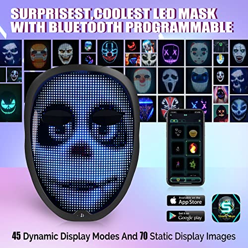Bluetooth LED Mask: Ultra-light, Thin, Digital Light Up