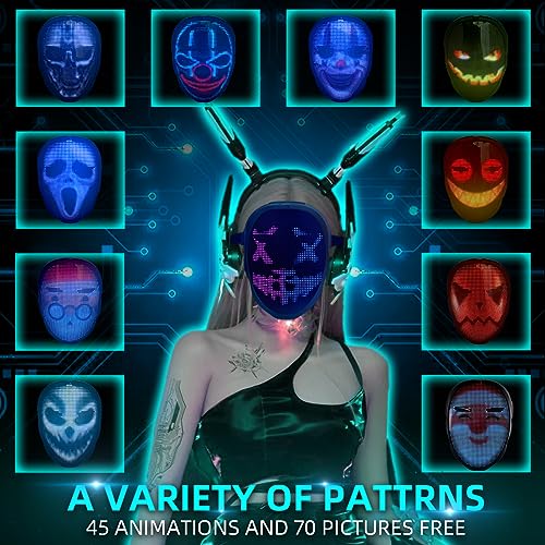 Bluetooth LED Mask for Halloween and Costume Parties