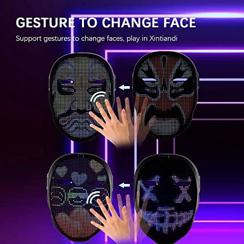 LED Face Transforming Bluetooth Programmable Smart Mask for Halloween