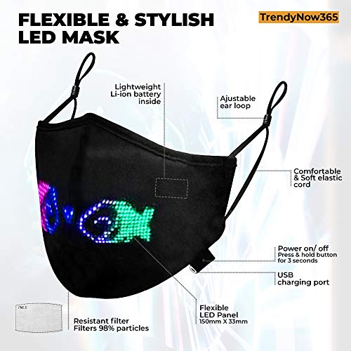 LED Face Mask with Bluetooth App for Adults