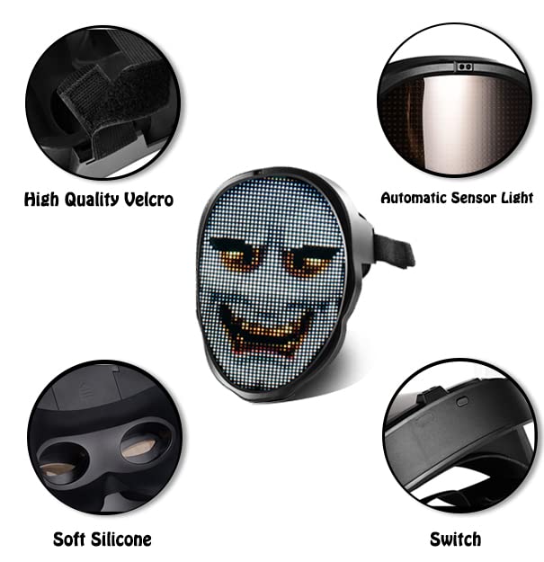 AINSKO LED Transforming Face Mask - Party Cosplay