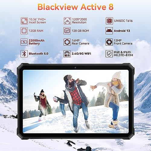 Blackview Rugged Tablet with Waterproof IP68&IP69K and 5G WiFi