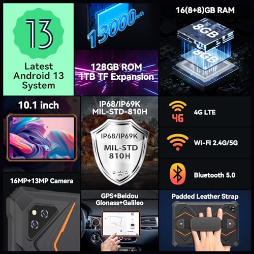 Blackview Android 13 Tablet, 10.1 inch Rugged Tablet
