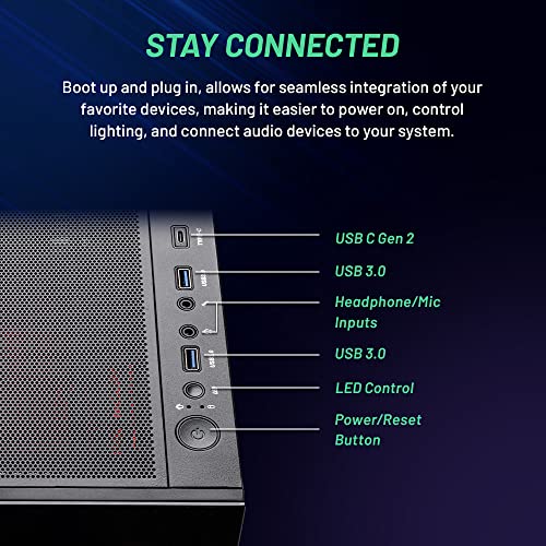 Skytech Azure Gaming PC Desktop, Intel i7, NVIDIA RTX, Wi-Fi, Win 11 Home
