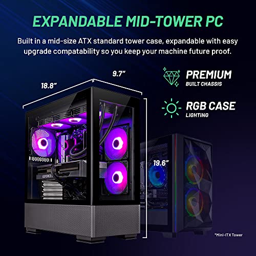 Skytech Azure Gaming PC Desktop, Intel i7, NVIDIA RTX, Wi-Fi, Win 11 Home