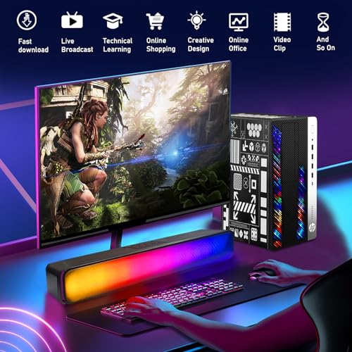 HP RGB Gaming Desktop Computer, Intel Quad Core WiFi