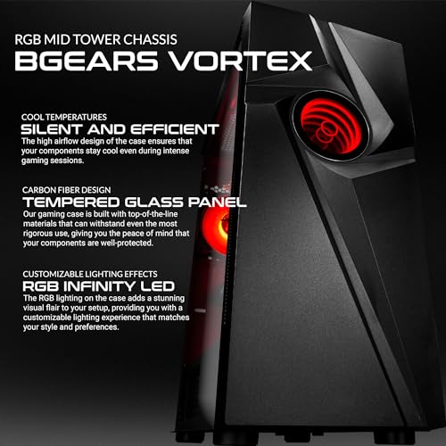 SAAV T101 Vortex Gaming PC Desktop - Intel Core i5 16GB RAM, AMD RX580 8GB, 512GB NVME, RGB Fans, WiFi 5