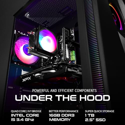 SAAV T101 Vortex Gaming PC Desktop - Intel Core i5 16GB RAM, AMD RX580 8GB, 512GB NVME, RGB Fans, WiFi 5