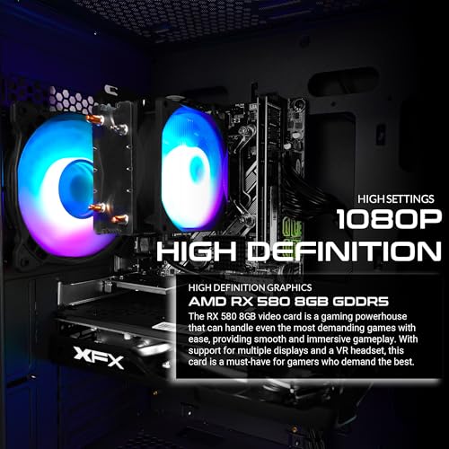 SAAV T101 Vortex Gaming PC Desktop - Intel Core i5 16GB RAM, AMD RX580 8GB, 512GB NVME, RGB Fans, WiFi 5