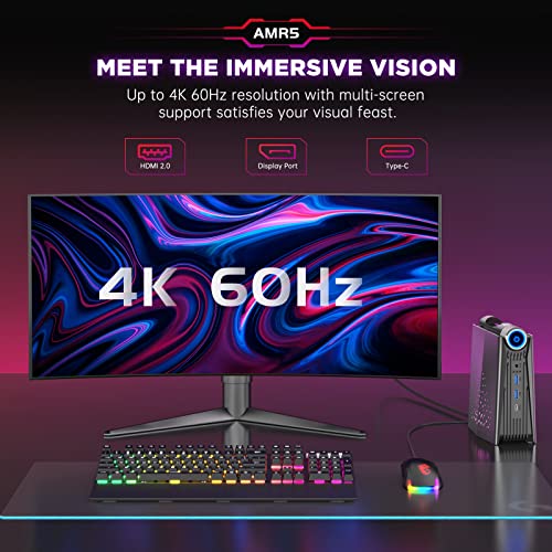 Kamrui Ryzen Mini Gaming PC WiFi6/BT5.2-UHD/RGB Lights