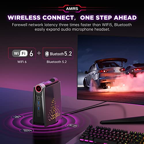 Kamrui Ryzen Mini Gaming PC WiFi6/BT5.2-UHD/RGB Lights