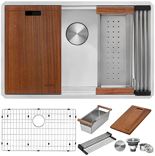 30" Workstation Ledge Undermount Stainless Steel Kitchen Sink