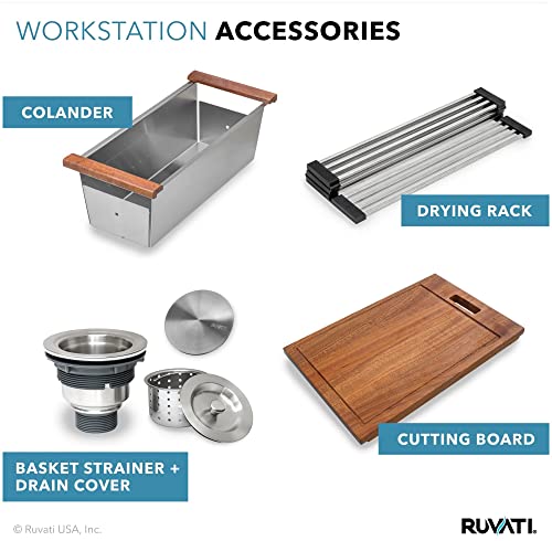 30" Workstation Ledge Undermount Stainless Steel Kitchen Sink