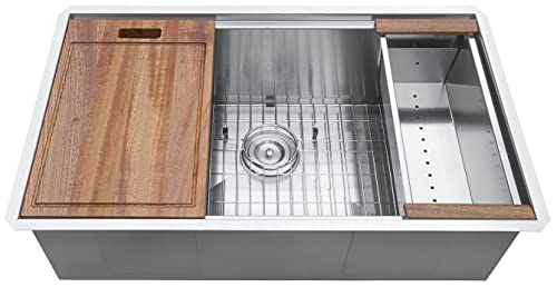 30" Workstation Ledge Undermount Stainless Steel Kitchen Sink