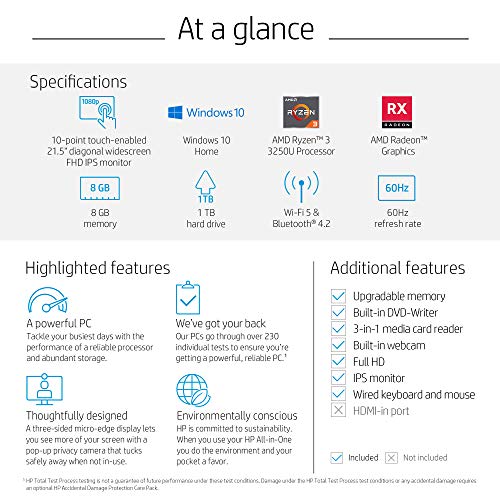 HP 22-DF All-in-One PC with Full HD Touch Screen
