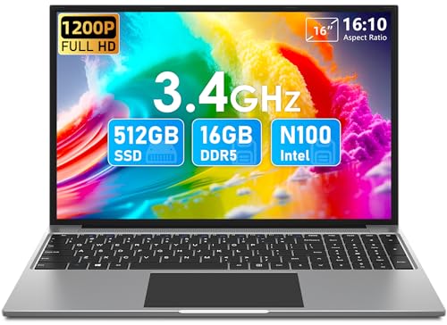 16-inch Alder Lake-N100 Laptop with Quad-Core CPU