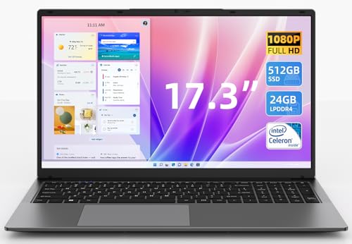 17.3" FHD IPS Laptop Computer, 24GB RAM, 512GB Storage