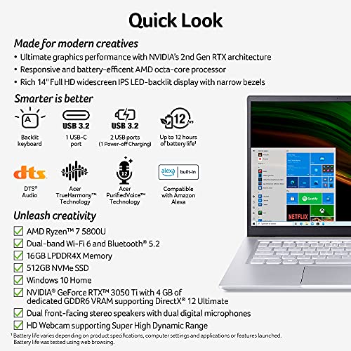 Acer Swift X Creator Laptop | 14" Full HD Wifi 6
