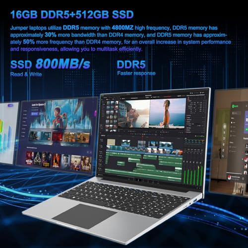jumper Laptop with Intel N100 CPU, 16GB RAM