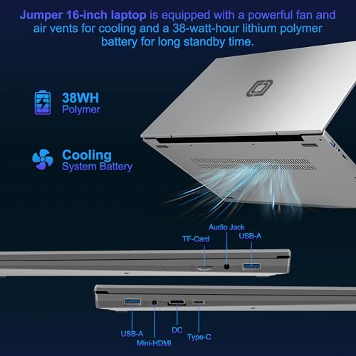 jumper Laptop with Intel N100 CPU, 16GB RAM