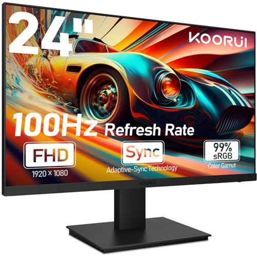 KOORUI 24" Gaming Monitor FHD 100Hz, Built-in Speakers