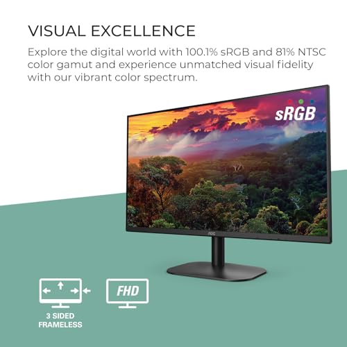 AOC 24" Frameless IPS Monitor, FHD 100Hz, HDMI/VGA