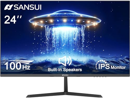 SANSUI 24" IPS Display Computer Monitor with Built-in Speakers