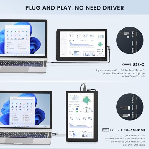 Portable Laptop Screen Extender: 11.6" Plug & Play